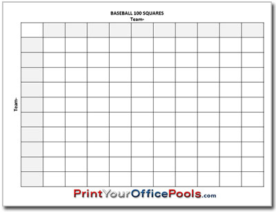 Baseball 100 Squares Pool