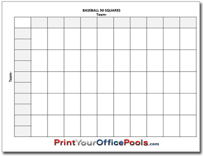 Baseball 50 Squares Pool