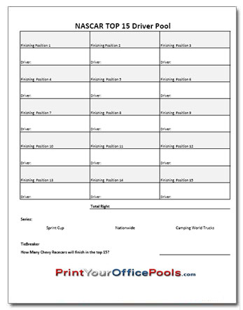 NASCAR Top 15 Pool