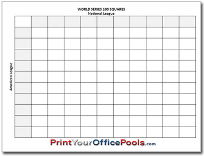 World Series Baseball 100 Squares Pool